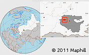 Gray Location Map of Chekmagushevskiy, highlighted country, highlighted parent region