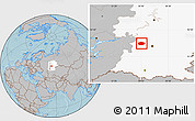 Gray Location Map of Chekmagushevskiy, highlighted grandparent region, hill shading