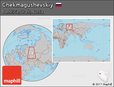 Gray Location Map of Chekmagushevskiy, highlighted parent region, within the entire country