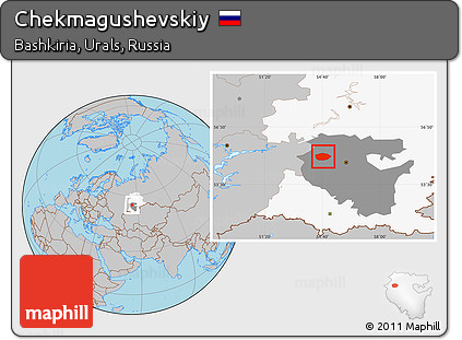 Gray Location Map of Chekmagushevskiy, highlighted parent region, highlighted grandparent region