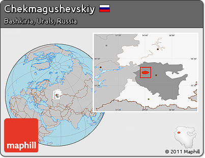 Gray Location Map of Chekmagushevskiy, highlighted parent region, highlighted grandparent region