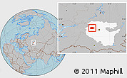 Gray Location Map of Chekmagushevskiy, highlighted parent region, hill shading