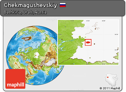 Physical Location Map of Chekmagushevskiy, highlighted grandparent region