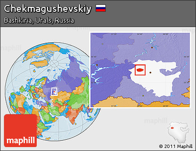 Political Location Map of Chekmagushevskiy, highlighted parent region