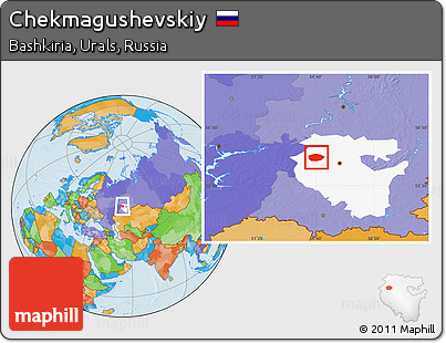 Political Location Map of Chekmagushevskiy, highlighted parent region