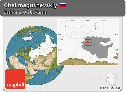 Satellite Location Map of Chekmagushevskiy, highlighted country, highlighted parent region