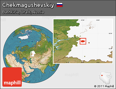 Satellite Location Map of Chekmagushevskiy, highlighted grandparent region