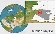 Satellite Location Map of Chekmagushevskiy, highlighted parent region, highlighted grandparent region
