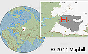 Savanna Style Location Map of Chekmagushevskiy, highlighted parent region, highlighted grandparent region, hill shading
