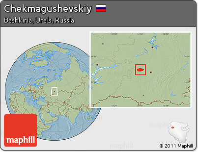 Savanna Style Location Map of Chekmagushevskiy, hill shading