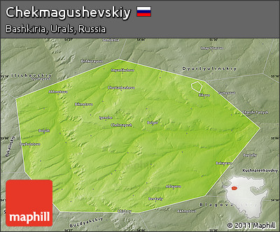 Physical Map of Chekmagushevskiy, semi-desaturated