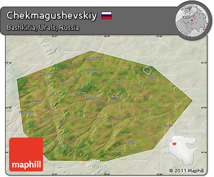 Satellite Map of Chekmagushevskiy, lighten