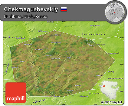 Satellite Map of Chekmagushevskiy, physical outside