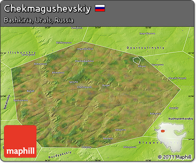 Satellite Map of Chekmagushevskiy, physical outside