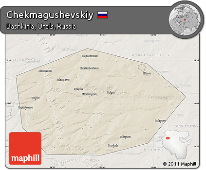 Shaded Relief Map of Chekmagushevskiy, lighten