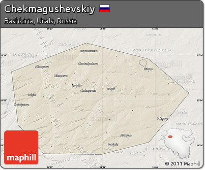Shaded Relief Map of Chekmagushevskiy, lighten