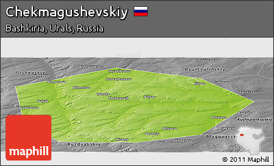 Physical Panoramic Map of Chekmagushevskiy, desaturated