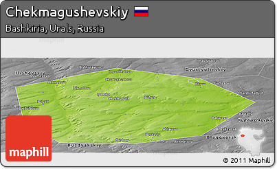 Physical Panoramic Map of Chekmagushevskiy, desaturated