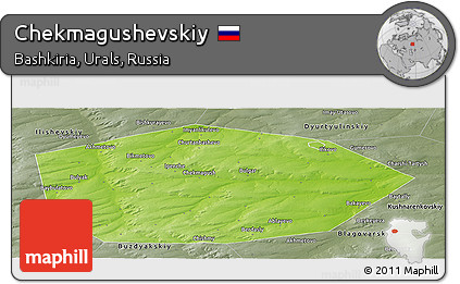 Physical Panoramic Map of Chekmagushevskiy, semi-desaturated
