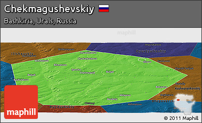 Political Panoramic Map of Chekmagushevskiy, darken