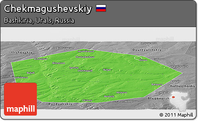 Political Panoramic Map of Chekmagushevskiy, desaturated