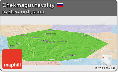Political Panoramic Map of Chekmagushevskiy, lighten