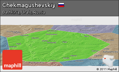 Political Panoramic Map of Chekmagushevskiy, semi-desaturated