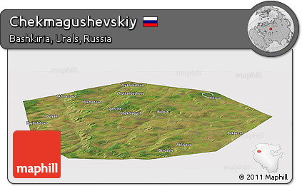 Satellite Panoramic Map of Chekmagushevskiy, cropped outside