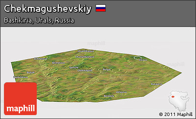 Satellite Panoramic Map of Chekmagushevskiy, cropped outside