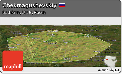 Satellite Panoramic Map of Chekmagushevskiy, darken