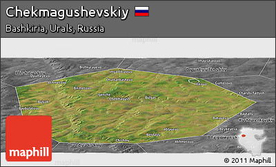 Satellite Panoramic Map of Chekmagushevskiy, desaturated