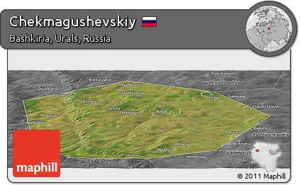 Satellite Panoramic Map of Chekmagushevskiy, desaturated