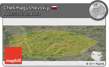 Satellite Panoramic Map of Chekmagushevskiy, semi-desaturated
