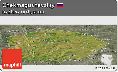 Satellite Panoramic Map of Chekmagushevskiy, semi-desaturated