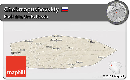 Shaded Relief Panoramic Map of Chekmagushevskiy, cropped outside