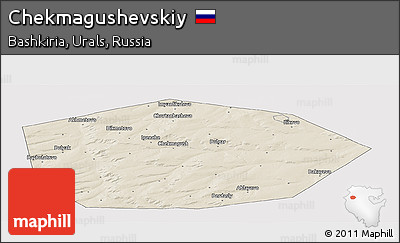 Shaded Relief Panoramic Map of Chekmagushevskiy, cropped outside