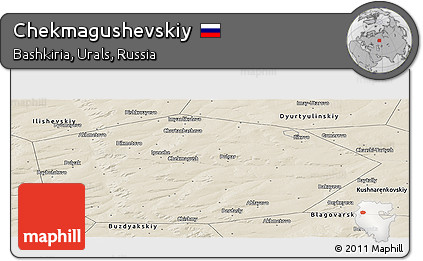 Shaded Relief Panoramic Map of Chekmagushevskiy