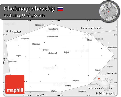 Silver Style Simple Map of Chekmagushevskiy