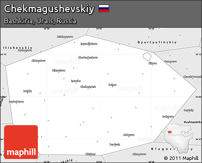 Silver Style Simple Map of Chekmagushevskiy