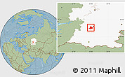 Savanna Style Location Map of Chishminskiy, highlighted grandparent region, hill shading