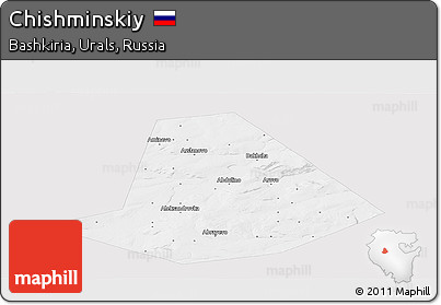 Silver Style Panoramic Map of Chishminskiy, single color outside