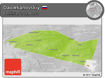 Physical 3D Map of Davlekanovskiy, lighten, desaturated