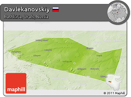 Physical 3D Map of Davlekanovskiy, lighten