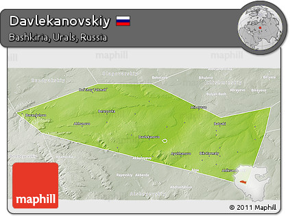 Physical 3D Map of Davlekanovskiy, lighten, semi-desaturated