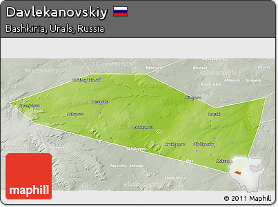 Physical 3D Map of Davlekanovskiy, lighten, semi-desaturated