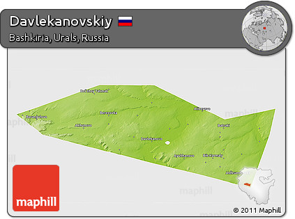 Physical 3D Map of Davlekanovskiy, single color outside
