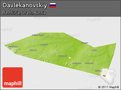 Physical 3D Map of Davlekanovskiy, single color outside