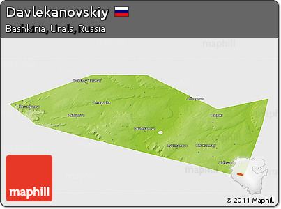 Physical 3D Map of Davlekanovskiy, single color outside