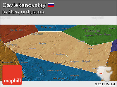 Political 3D Map of Davlekanovskiy, darken
