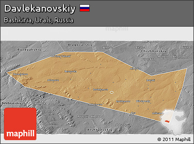 Political 3D Map of Davlekanovskiy, desaturated